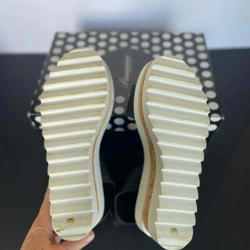 Piampiani Vera Pelle Ankle Strap Platform Sandals Black and White size 9 - Picture 10 of 13